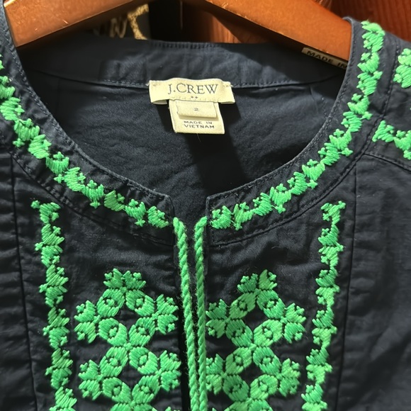 J. Crew Navy Embroidered Poplin Tank 2 - Picture 4 of 5